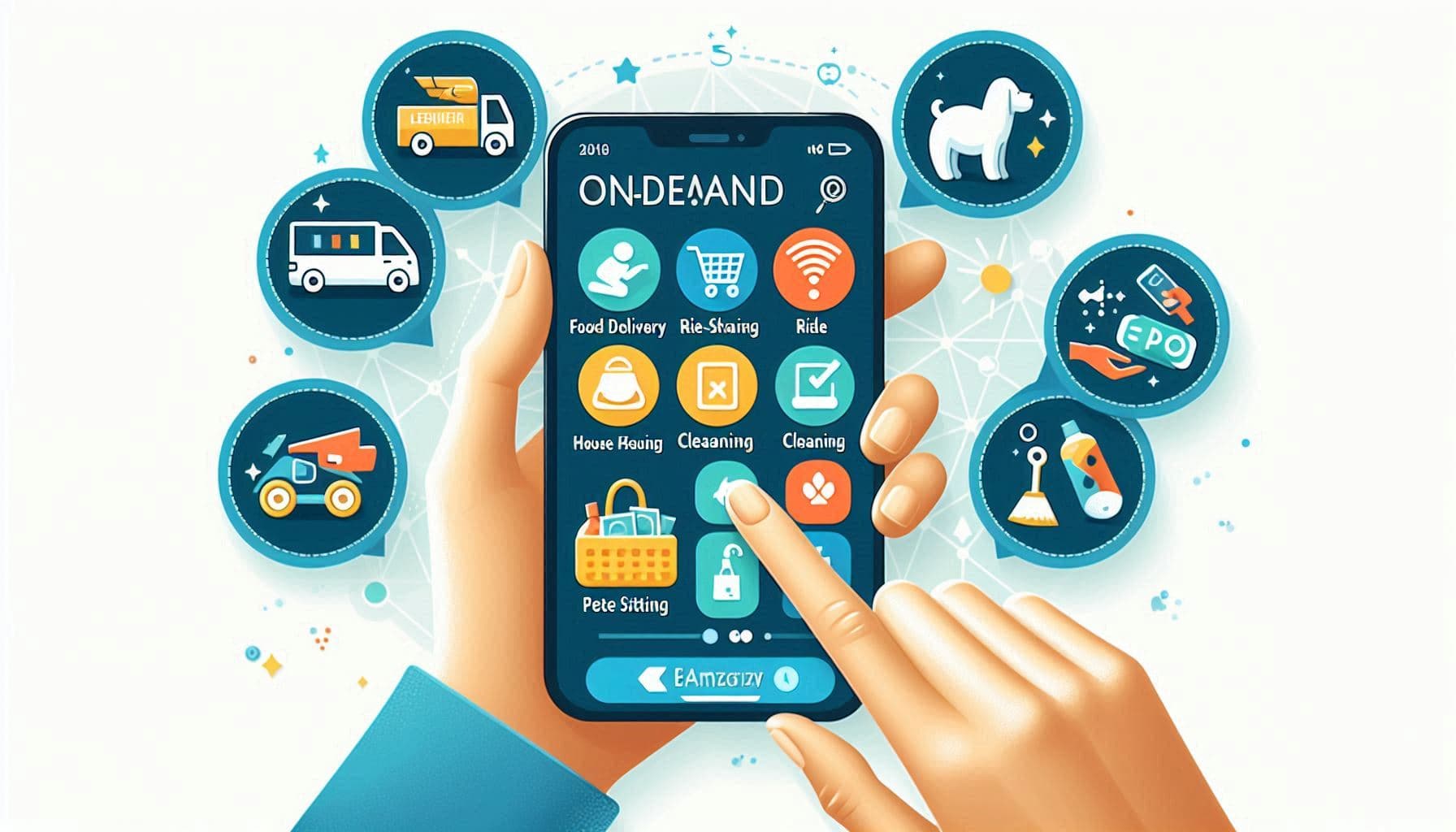 On-demand service app interface displayed on a smartphone